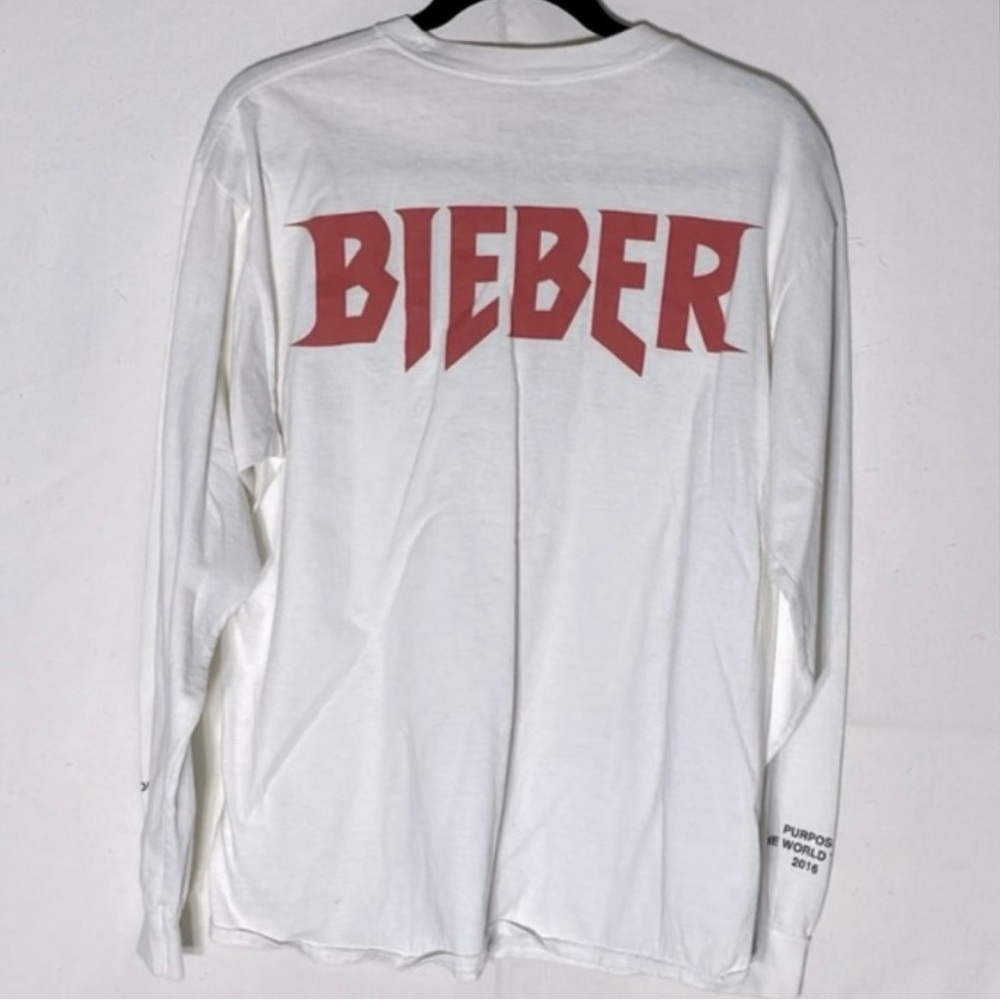 Justin Bieber *RARE - Long Sleeve Shirt w/ Writing on Sleeves AND Back